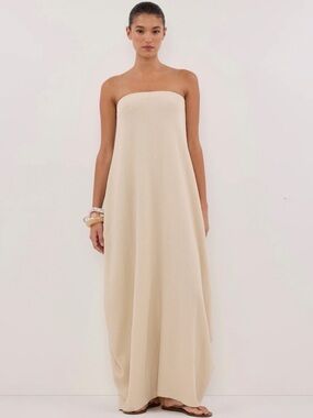 DISSH | Dresses | Dissh Catania Cream Linen Strapless Midi Dress | Poshmark